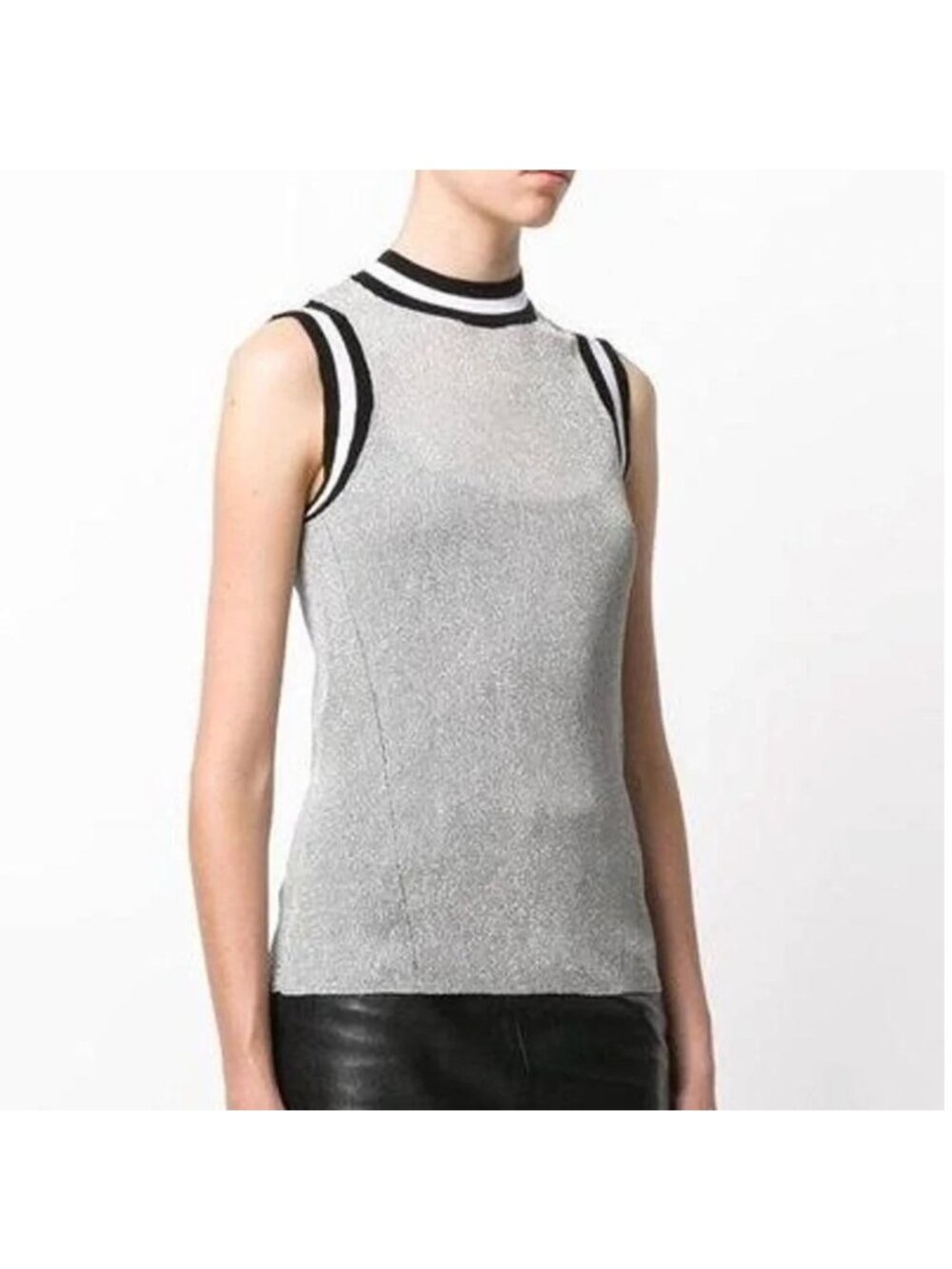 Rag & Bone Priya Tank in Silver Metallic Sleeveless Shell Top XS